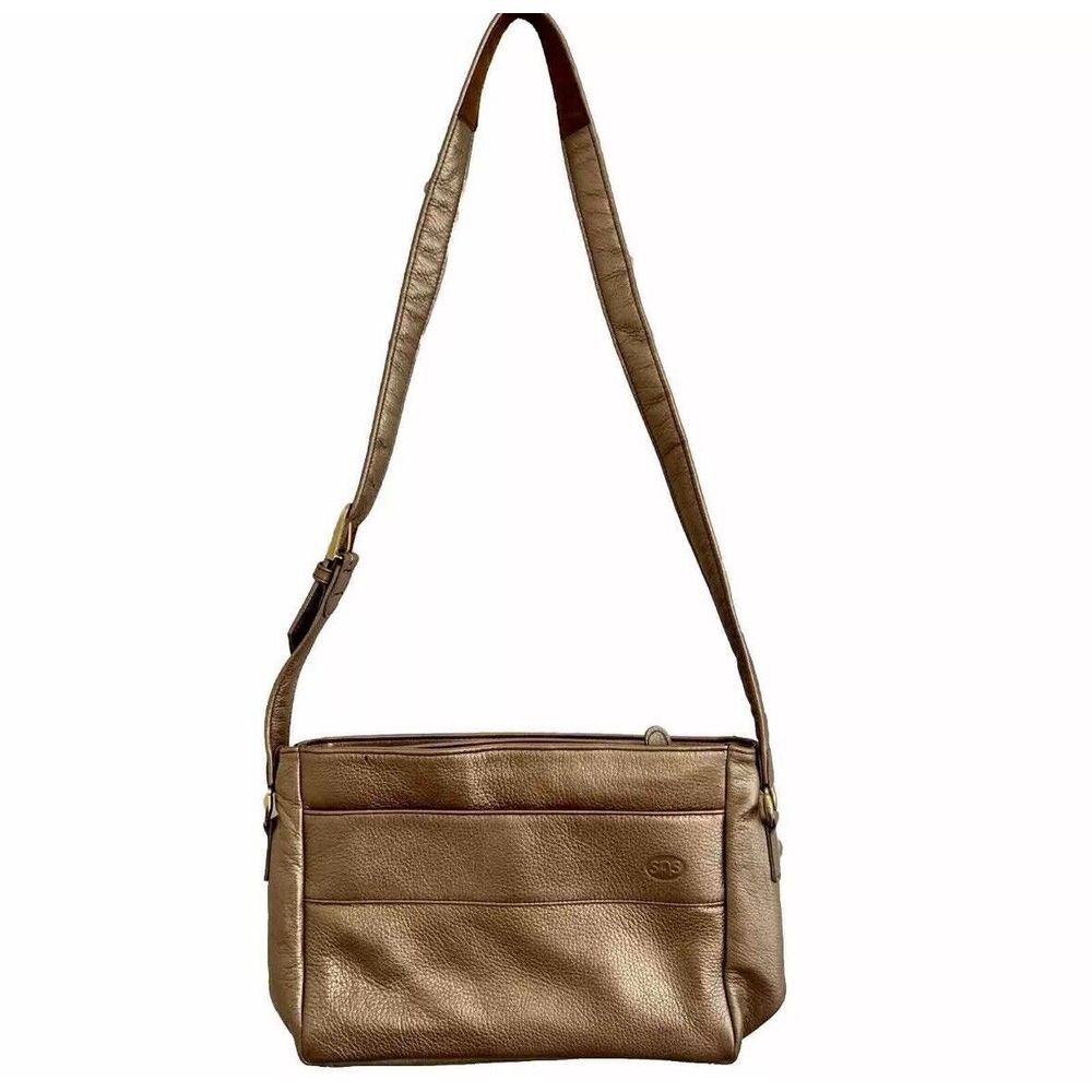 SAS Purse Rose Gold Pebbled Leather Shoulder Bag Vtg